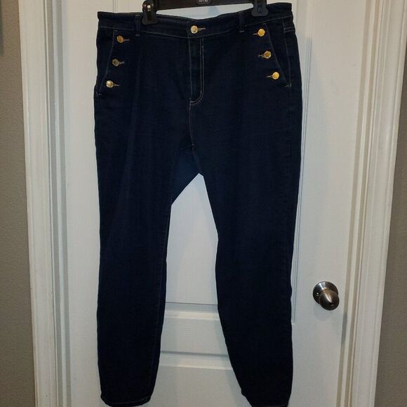Michael Kors Curvy Girl stretch Jeans w/Gold Button detail -16 - Picture 1 of 7